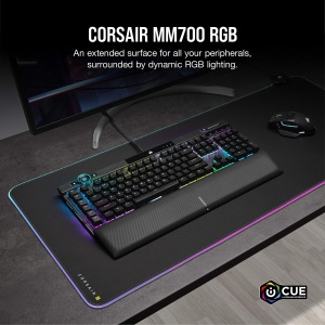 Corsair MM700 RGB Extended Cloth Mouse Pad - 930mm x 400mm - Iluminare RGB 360deg - Hub cu doua porturi USB - Cauciuc gros - Negru - Img 3