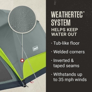 Cort de camping Coleman Skydome pentru 8 persoane, Felsgrau, cu camera de plasa - Img 6