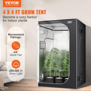 Cort de Cultivare VEVOR GT2000D48, 122x122x203cm, 60kg Capacitate, NegruGri - Img 2