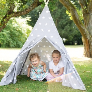 Cort de joaca copii roba Little Stars - 115x115 cm, grialb, cu suport fiberglas - Img 7