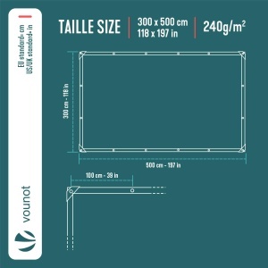 Cort de protectie VOUNOT 3x5m 240 gm gri, rezistent la apa - Img 3