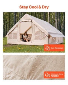 Cort gonflabil VEVOR ZJTM1361 pentru camping 4x3x2 m 5-8 persoane material Oxford rezistent la intemperii - Img 4