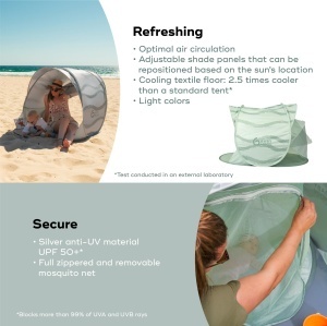 Cort pentru bebelusi Babymoov Moov Protect Anti-UV cu plasa anti-tantari Green Lagoon editie vara 2025 - Img 6