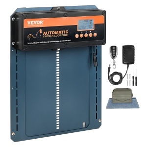 Cos automat de pui VEVOR 21x26cm Dimensiunea usii Clapeta de pui IP44 Deschizator de usi cu senzor de lumina Clapeta automata pentru pasari de curte Deschizator de pui din aliaj de aluminiu Afisaj LCD -20 pana la 60 deg C Temperatura de functionare - Img 1