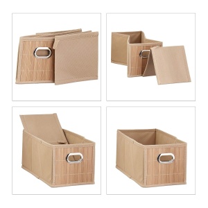 Cos de depozitare Relaxdays, 6L, bambus, faltabil, 14 x 15 x 31 cm - Img 6