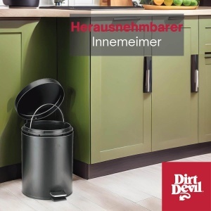 Cos de gunoi Dirt Devil 5L, inox, cu sistem soft close, negru - Img 6