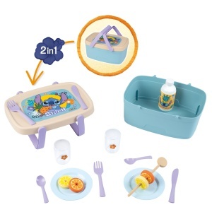 Cos de picnic 2-in-1 Smoby Stitch cu 16 accesorii, pentru copii de la 3 ani