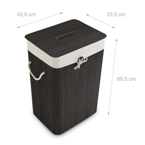 Cos de rufe Relaxdays din bambus, 83 L, negru, cu capac si pliabil - Img 6