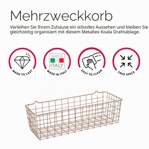 Cos multius cu maner Metaltex Koala, 33x12x9 cm, cupru - Img 3