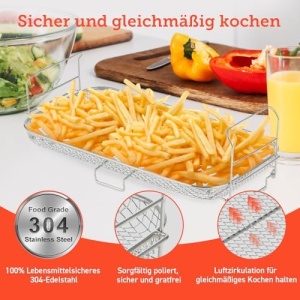 Cosori Accesoriu Heissluftfritteuse Gratar Multifunctional din Otel Inoxidabil 304 Compatibil TwinFry 10L - Img 4