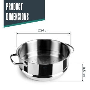 Couscousiera Lacor Basic 32524 Inox 1810 O24cm Compatibila cu masina de spalat vase - Img 2