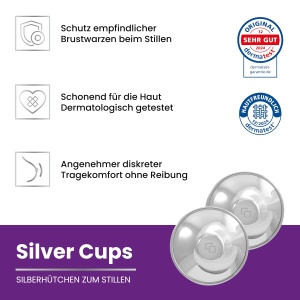 COVERbasics Silver Nipple Cap Breastfeeding (SilverCups) Scut de alaptare din argint pentru protectia mameloanelor sensibile, dispozitiv medical testat dermatologic (Regular) - Img 2