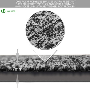 Covoare de intrare VOUNOT 90x150cm gri-negru, rutschfest si lavabil - Img 6