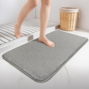 Covor de baie VOUNOT 40x60cm, microfibra gri, antiderapant, uscare rapida