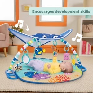 Covor de joaca Bright Starts Disney Baby cu tematica Finding Nemo, 20 melodii, cu jucarii - Img 7