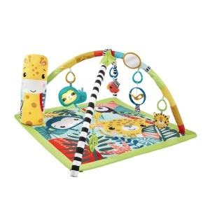 Covor de joaca Fisher-Price HJW08, design jungla, cu 6 jucarii si muzica