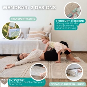 Covor de Joaca XXL BEABA 200x150 cm, 1.5 cm Spuma, Rezistent la Apa, Reversibil - Img 4