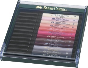 Creion artistic Faber-Castell Pitt Artist Pen, 12 culori, cu varf stabil
