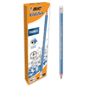 Creion BIC Evolution Triangle HB, 12 bucati, holzfrei, culoare albastra