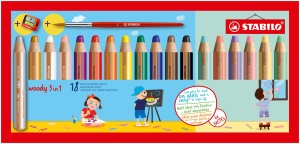 Creion colorat STABILO Woody 880, set 18 culori, cu ascutitor