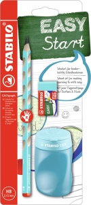 Creion ergonomic STABILO EASYgraph pentru dreptaci, albastru, cu ascutitor si radiera