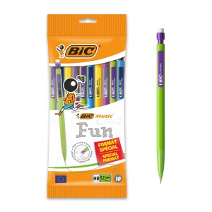 Creion mecanic BIC Matic Fun 0,7 mm HB cu radierguma, 10 bucati, culori vibrante