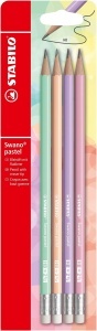 Creion STABILO Swano Pastel cu Radiergummi, HB, 6 culori