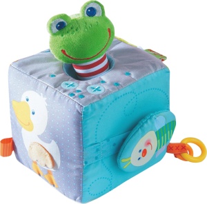 Cub interactiv HABA 301859 Zauberfrosch pentru dezvoltarea motricitatii 10x10x10 cm - Img 3