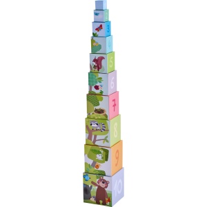 Cuburi de Stivuire HABA Waldfreunde - Set 10 Piese, Din Carton Stabil, Joc Educativ - Img 6