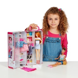 Cufar de haine Theo Klein Barbie cu accesorii, multicolor, pentru 2 papusi - Img 2