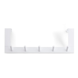 Culoare alba - Suport cu 5 carlige Rayen - Multifunctional - 36 cm x 12,5 cm