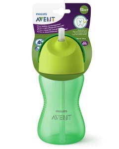 Cupa cu pai Philips AVENT SCF79801, din silicon, verde, cu capac si manere ergonomice - Img 1