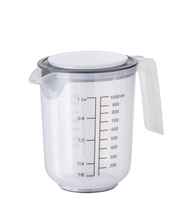 Cupa de masurare APS cu capac, 1 litru, transparent, din polipropilena