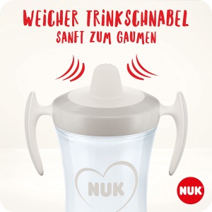 Cupa pentru invatare NUK Trainer Cup, 230 ml, roz Pinguin, cu manere ergonomice - Img 2