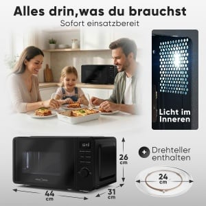 Cuptor cu microunde cu grill ProfiCook PC MWG 1319, 20L, 800W, Timer, 8 programe automate - Img 2