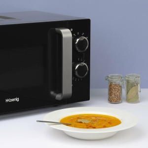 Cuptor cu microunde H.Koenig VIO8 20L negru, design compact, puternic 700 W, placa turnanta 24,5 cm, multifunctional 5 setari de caldura, functie de dezghetare, cronometru de pana la 30 min. - Img 2