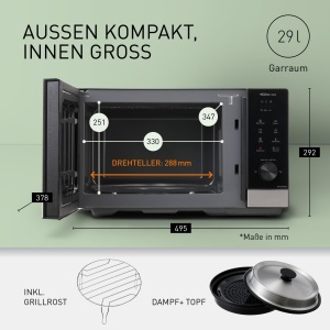 Cuptor cu microunde Panasonic NN-GD38QSEPG 29L Grill Negru Inox 1000W - Img 3