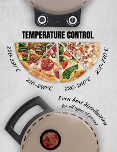 Cuptor de pizza Bestron pentru pizza crocanta in 5-10 minute cuptor electric de pizza cu temperatura maxima de pana la 320degC incl piatra de argila s - Img 4