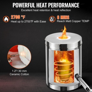Cuptor de topire VEVOR JHRJD06KG01A, 6 kg, inox, temperatura maxima 1482 - Img 3