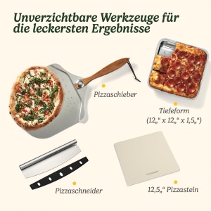 Cuptor pentru pizza Cuisinart | Pentru utilizare in interior | Aroma la cuptor cu lemne in 5 minute | Set de pizza inclus: coaja de pizza, taietor de piatra, piatra si tigaie adanca | Timp si temperatura reglabile pana la 400degC - Img 4