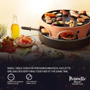 Cuptor pentru pizza Emerio PO-113255.4, 3 in 1, grill si raclette, pentru 6 persoane, culoare terracotta - Img 5