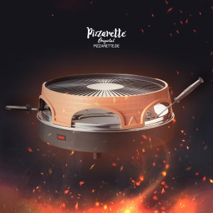 Cuptor pizza Emeria, PIZZARETTE originalul, gratar pentru raclette pizza 3 in 1, design patentat, pentru mini pizza, adevarata distractie in familie pentru 6 persoane, PO-113255.4 - Img 2