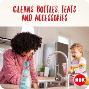 Curatator de biberoane NUK 500 ml Ideal pentru curatarea biberoanelor tetinelor si accesoriilor Detergent fara parfum pH neutru Sticla 100 reciclabila - Img 2