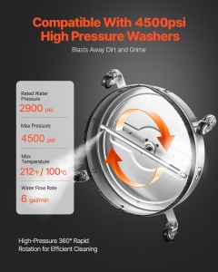 Curatitor cu presiune VEVOR QD-XDP14, 4000 PSI, din otel inoxidabil, cu 4 roti - Img 4