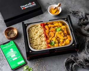 Cutia de pranz incalzita Rommelsbacher HB 100 Heatsbox - pentru incalzirea alimentelor, selectarea timpului, bol din otel inoxidabil (925 ml), capac de transport, poate fi controlat prin aplicatie si manual, 100 wati, negru - Img 4