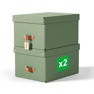Cutie de depozitare Leitz Puro, 2 bucati, 17 L, verde, din carton reciclat