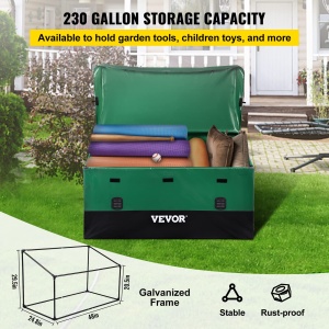 Cutie de depozitare VEVOR 1013L pentru exterior, 147x86x108cm, impermeabila, verde si negru - Img 4