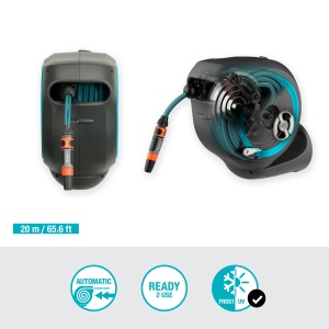 Cutie de furtun Gardena RollUp M, 20m, turcoaz, cu suport de perete - Img 3