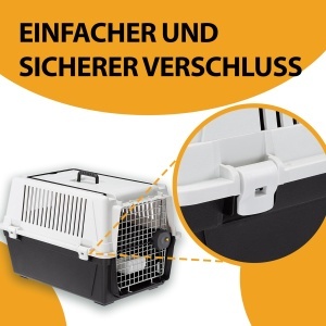 Cutie de transport pentru caini Ferplast Atlas 40 Cutie de calatorie pentru caini Blocare de siguranta Gri de ventilatie 49 x 68 x h 455 cm Gri - Img 3