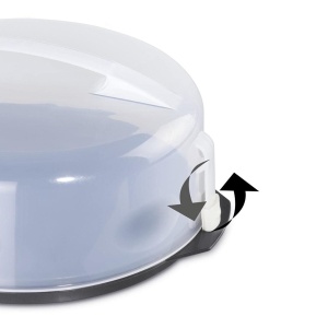 Cutie de transport tort Xavax rotunda cu capac Recipient pentru tort 31,5 cm diametru, inaltime interioara 8 cm, cutie pentru tort cu ajutor de impartire a pieselor, farfurie pentru tort antracit, transparent - Img 3